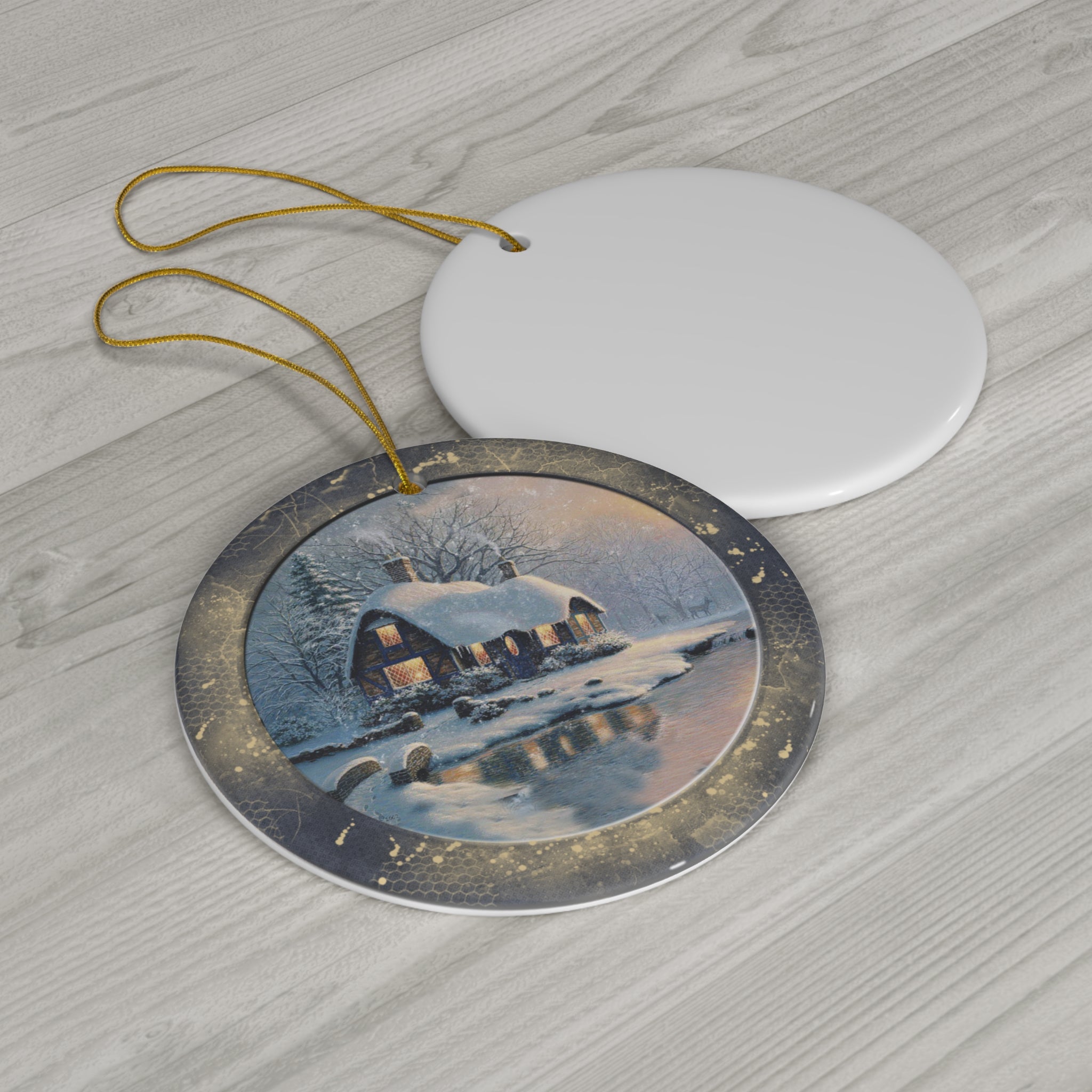 Winter Scene Ceramic Disc Ornament        Item #4950983