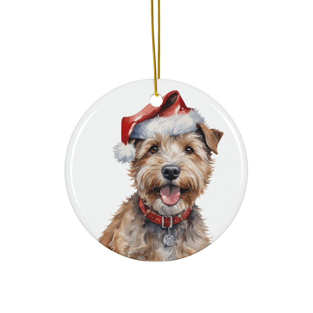 Glen Of Imaal Terrier Dog With Santa Hat Ceramic Disc Ornament       Item #202427