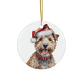 Glen Of Imaal Terrier Dog With Santa Hat Ceramic Disc Ornament       Item #202427
