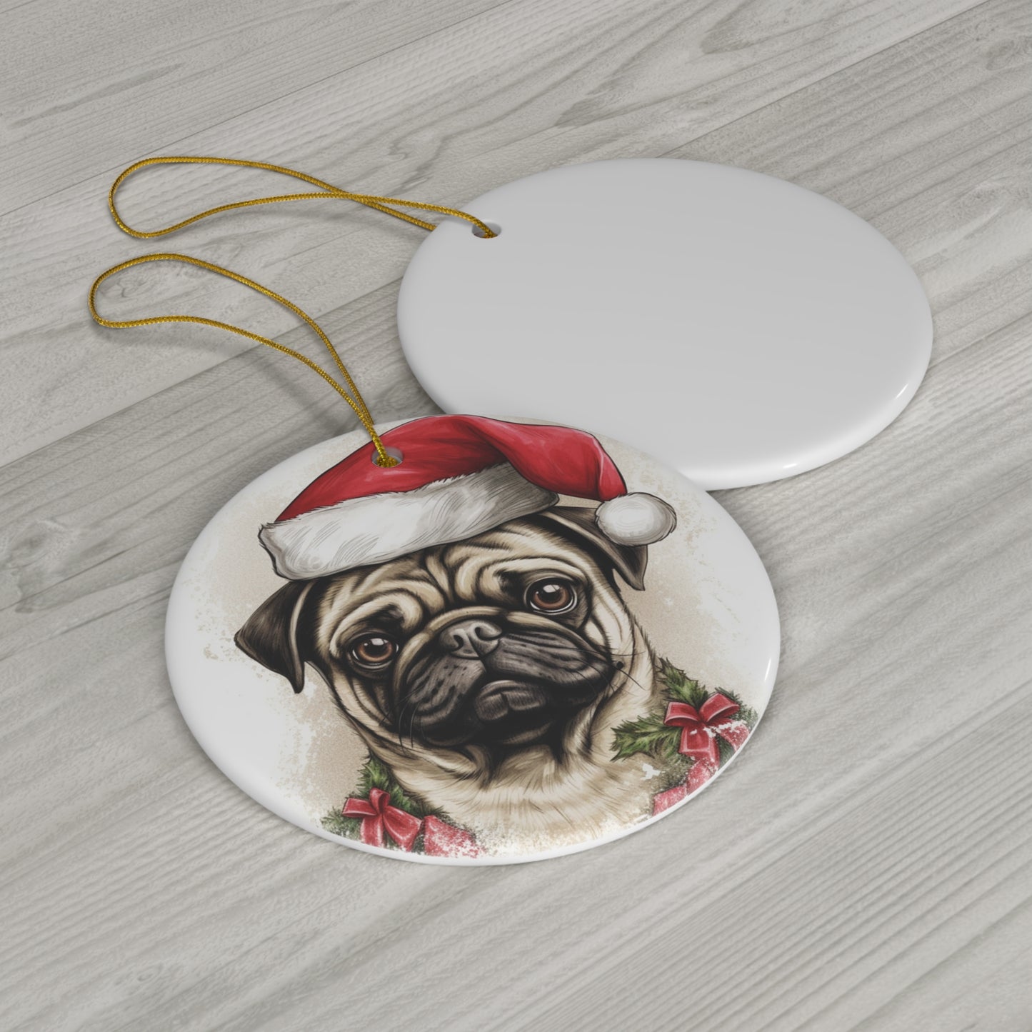 Ceramic Ornament - Christmas Pug Dog   Item #2197821