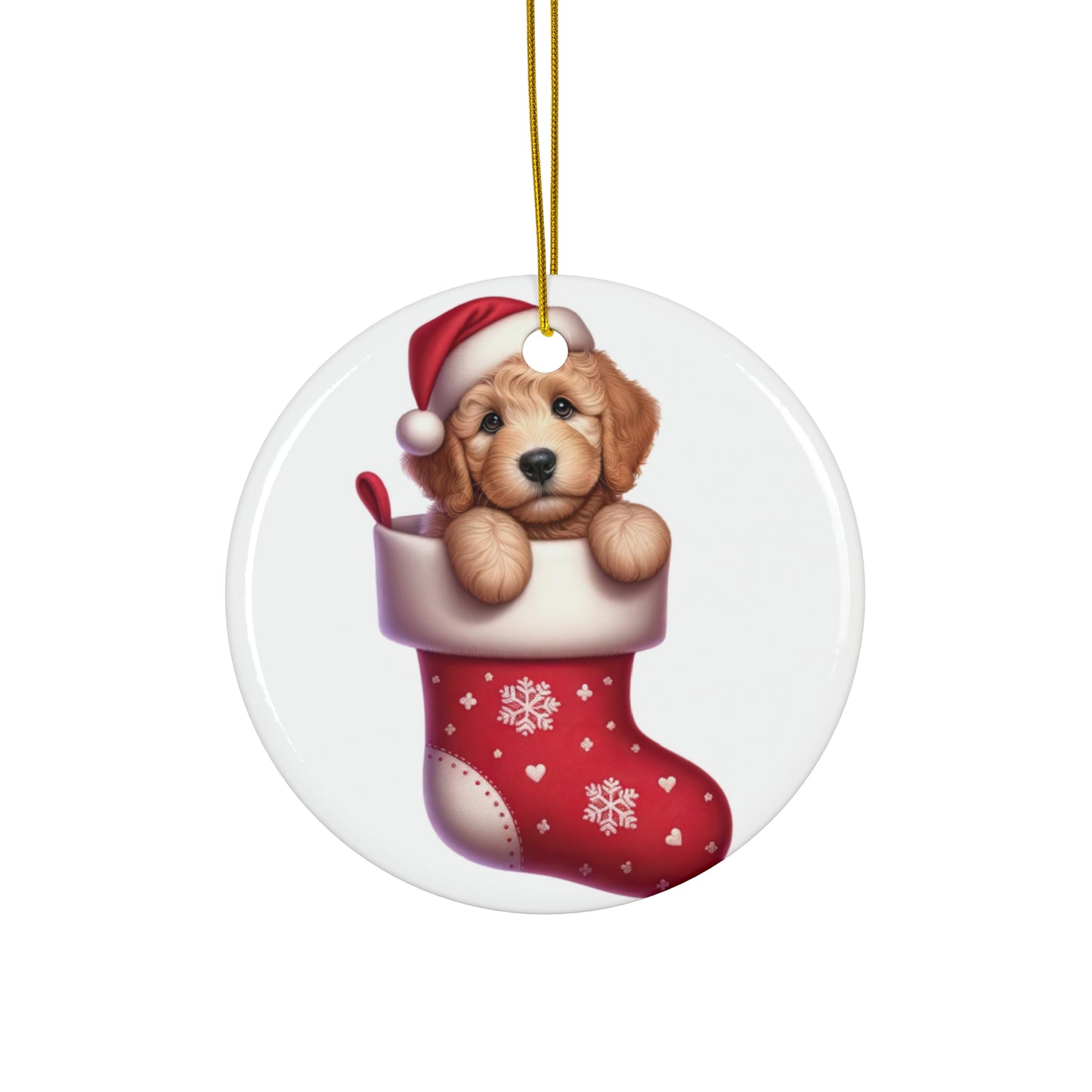 Goldendoodle Christmas Stocking Ceramic Disc Ornament     Item #3629894