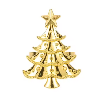 Christmas Gold Tree Napkin Rings Set Of 4 By Santa's Creations