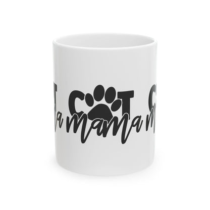 Cat Mama Ceramic Mug — Paw Print Coffee Cup 11oz   Item #530299