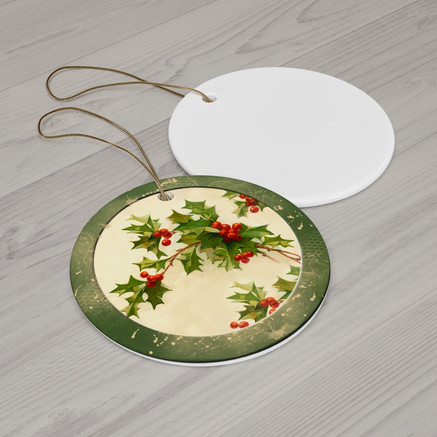 Poinsette Ceramic Disc Ornament      Item #7411872