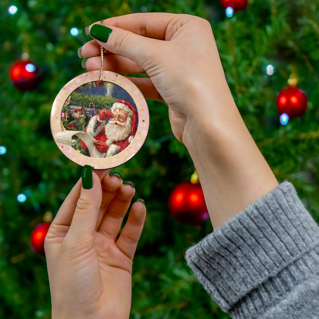 Santa Ceramic Disc Ornament     Item #2232432 - Buckshot's Bargain Barn