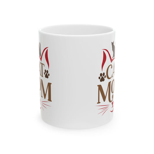 Cat Mom Ceramic Mug – Cute Paw Print Coffee Cup 11oz   Item #175744