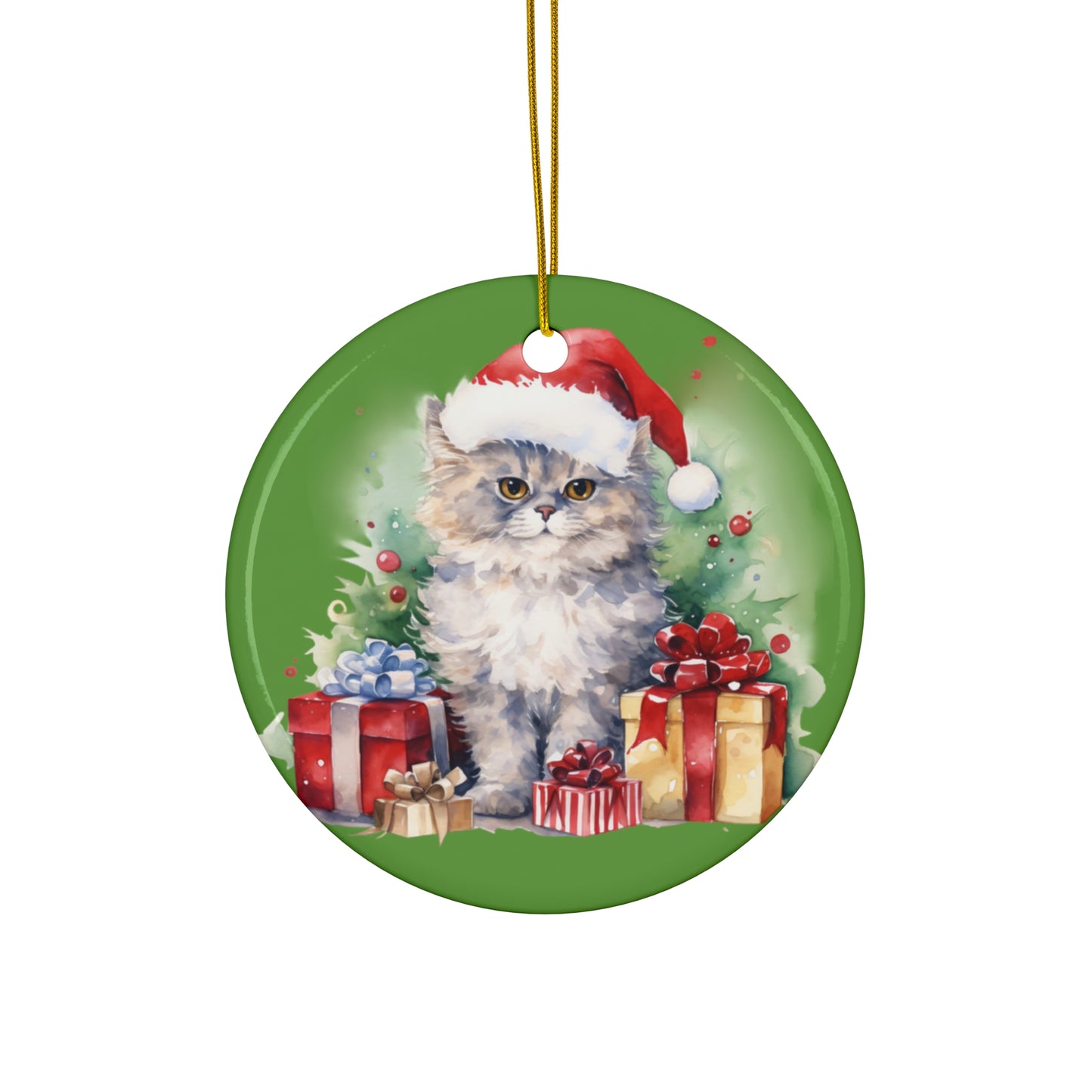 Ceramic Ornament - Christmas Cat      Item #640626