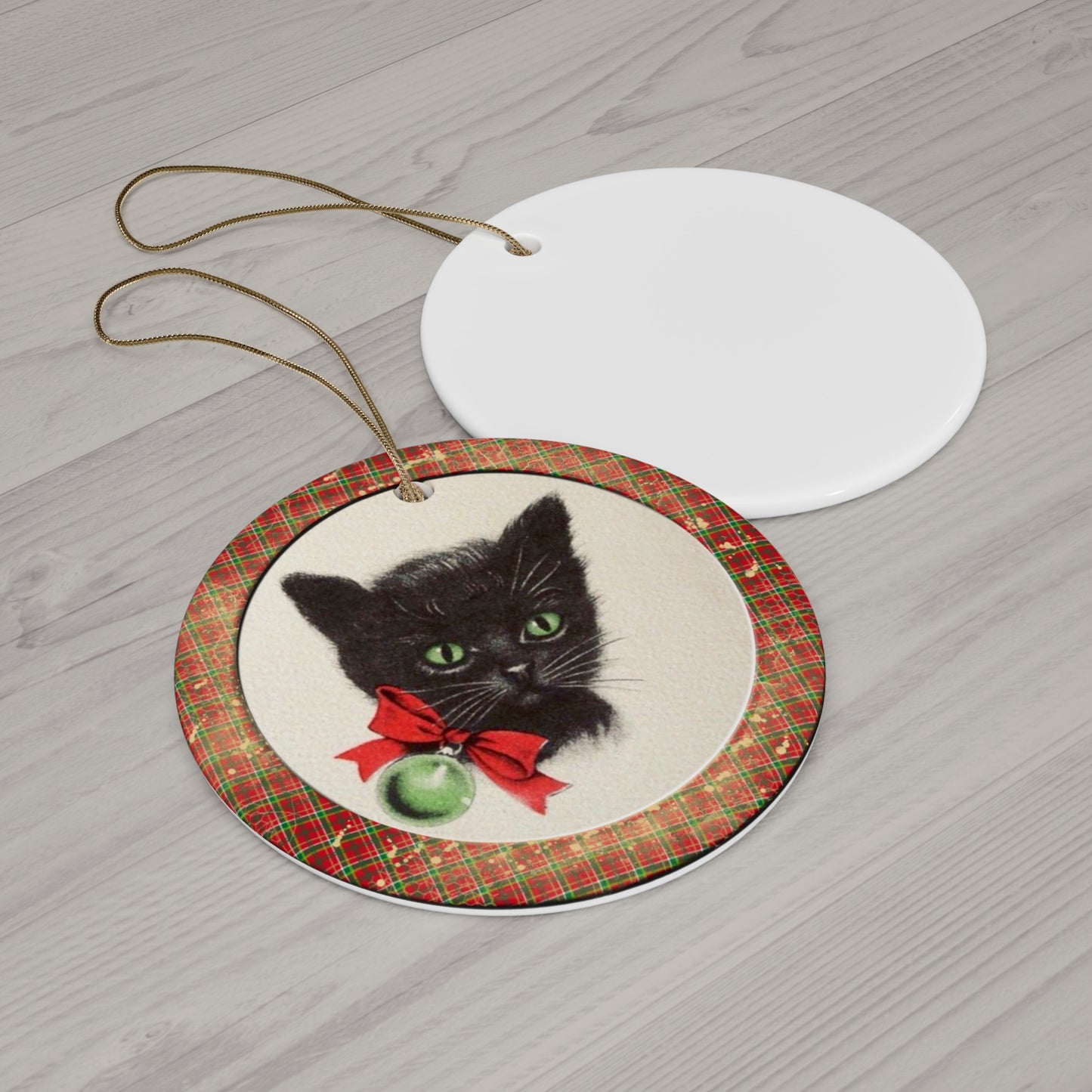 Christmas Kitten Ceramic Disc Ornament     Item #7868337