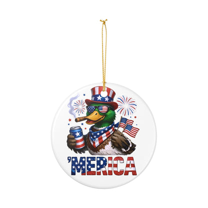 'Merica Duck Ceramic Ornament – Patriotic 4th of July Decoration   Item #301363