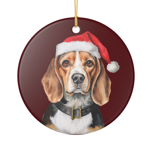 Christmas Beagle Dog Ceramic Ornament   Item #63846