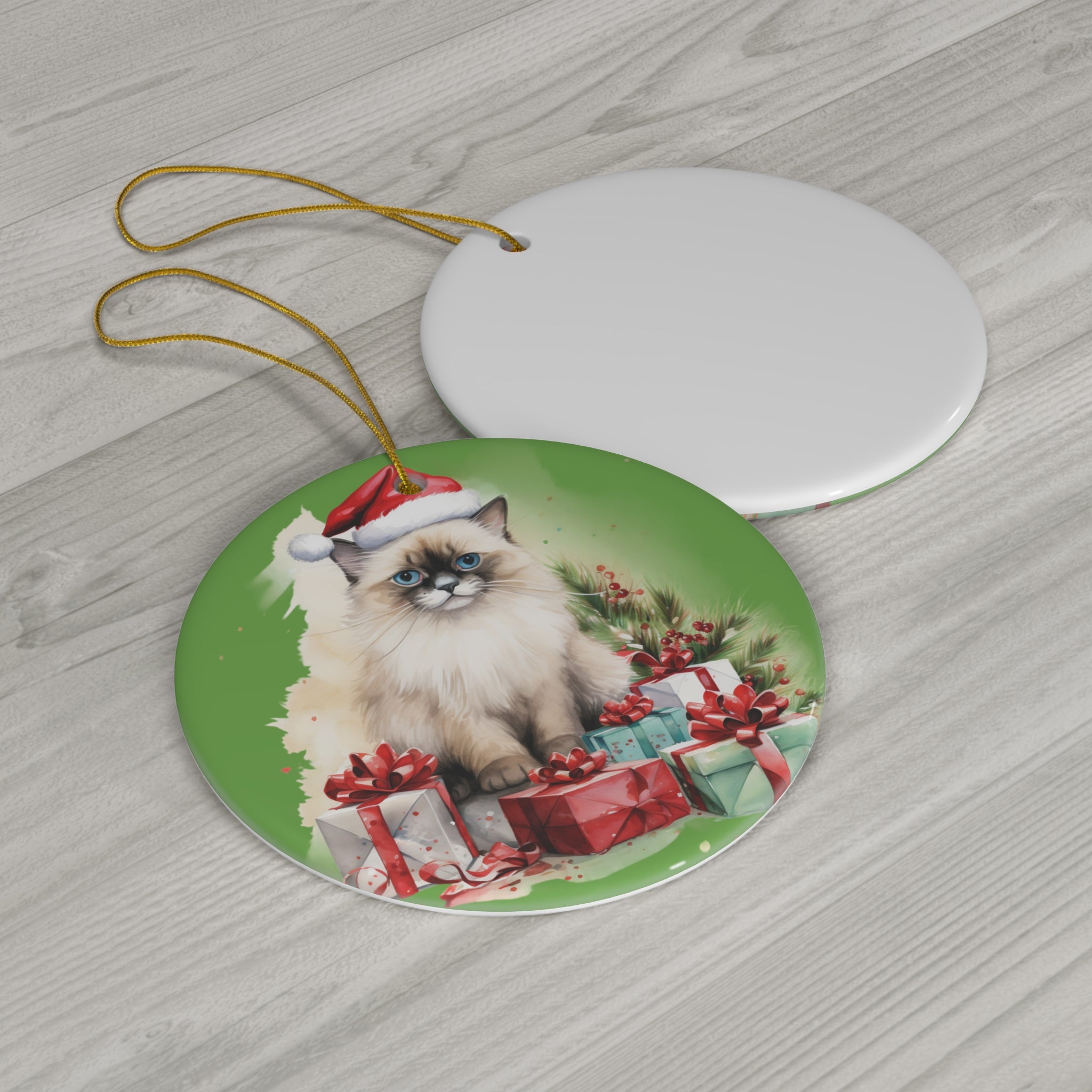 Ceramic Ornament - Christmas Cat      Item #5446944