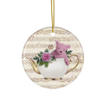 Tea Cup With Bear Ceramic Disc Ornament      Item #8617498 - Buckshot's Bargain Barn