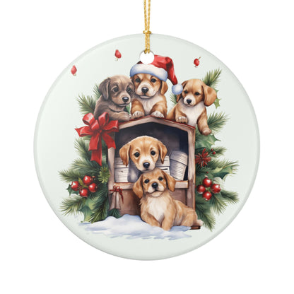 Ceramic Christmas Ornament with Festive Puppy Dog Design    Item #972623