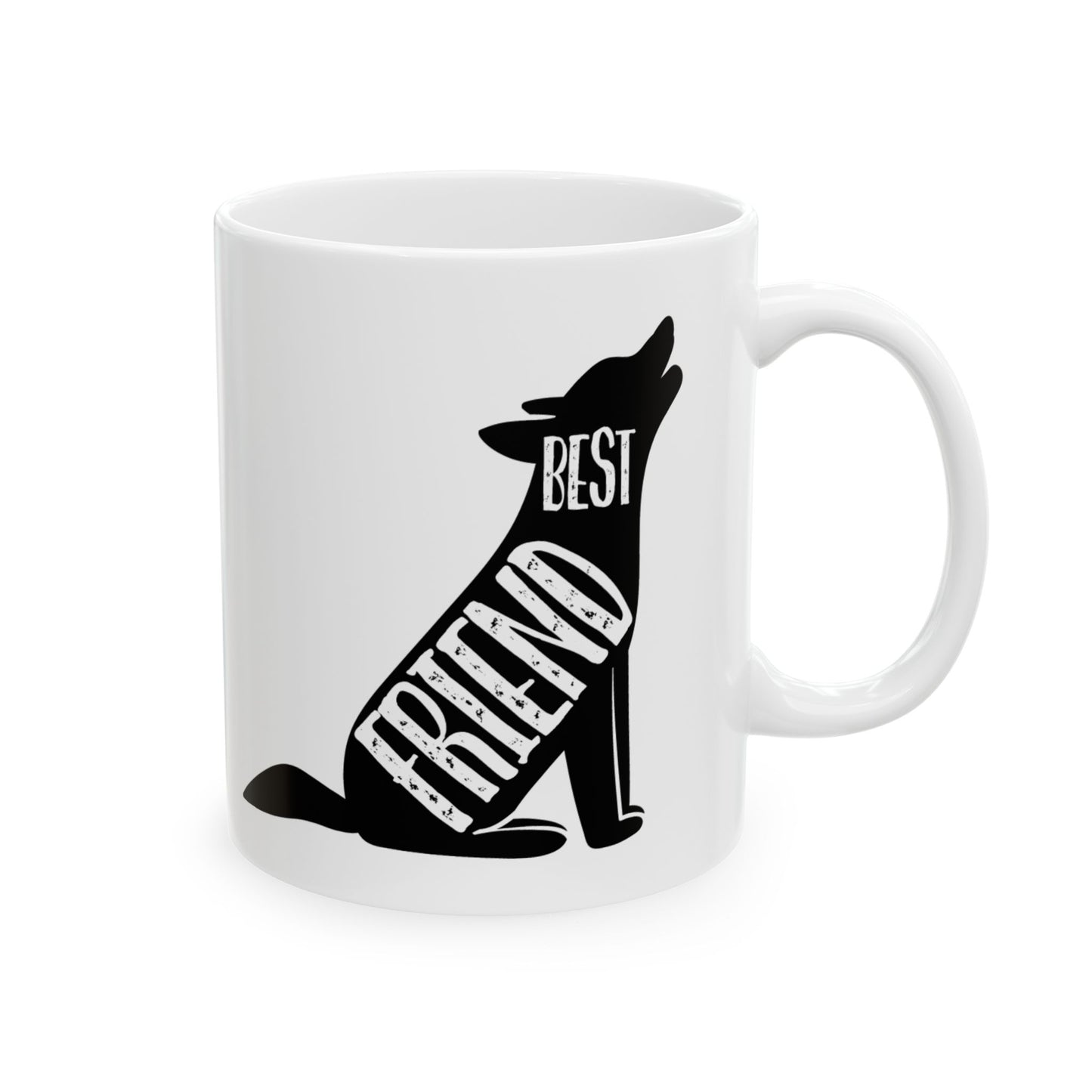Howling Dog Best Friend Ceramic Mug – Rustic Nature Coffee Cup 11oz   Item #131029