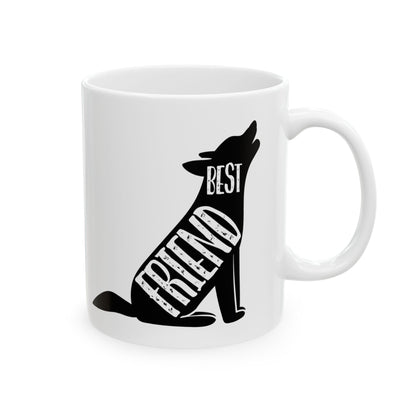 Howling Dog Best Friend Ceramic Mug – Rustic Nature Coffee Cup 11oz   Item #131029