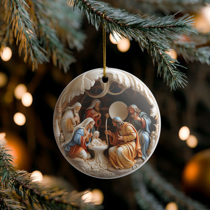 Nativity Scene Ceramic Ornament  Item #23462