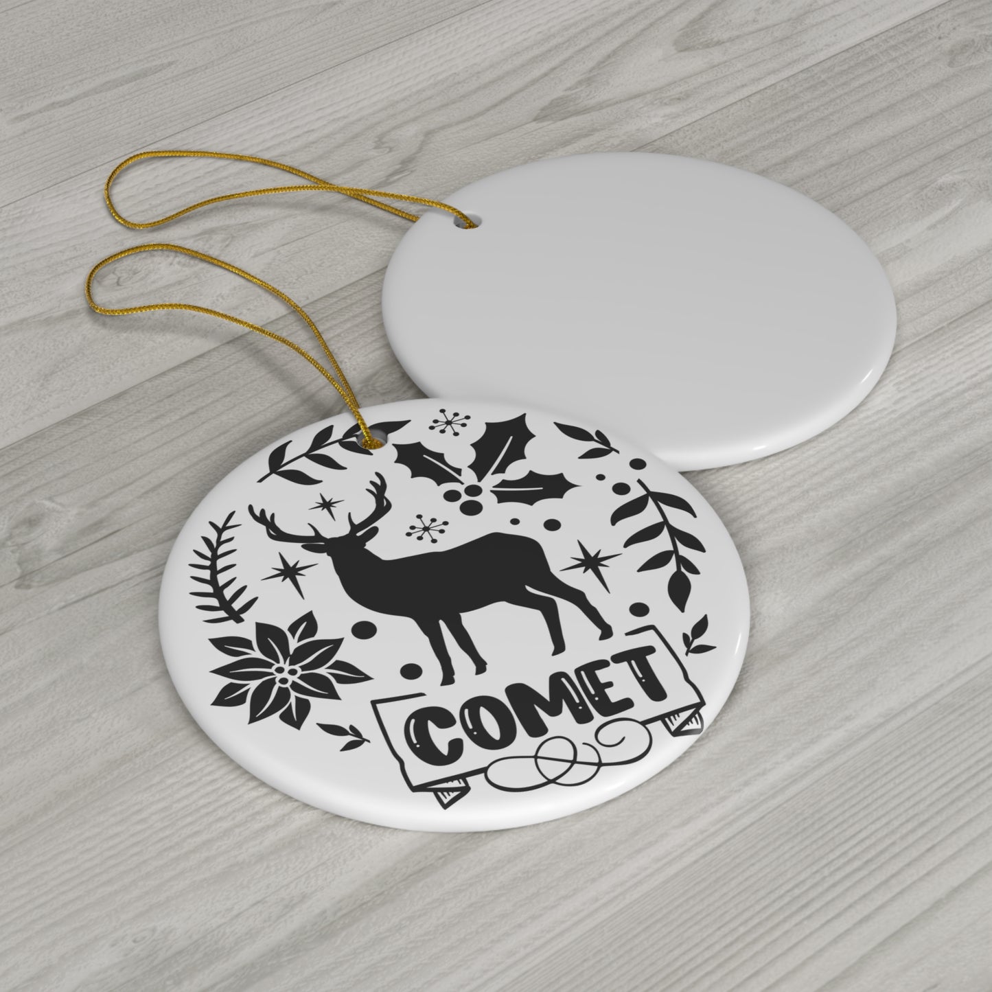 Comet Reindeer Ceramic Ornament       Item #197592