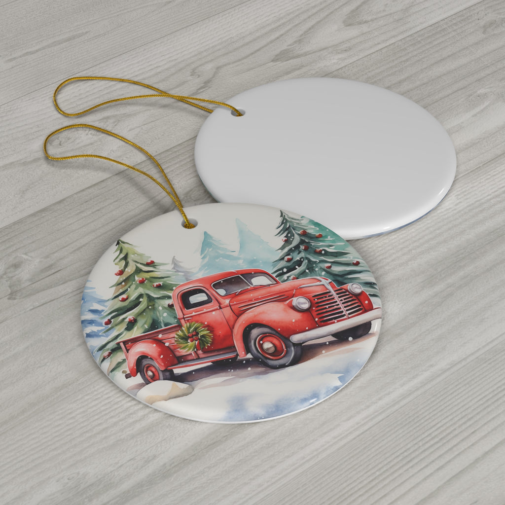 Ceramic Ornament - Red Truck     Item #1553953 - Buckshot's Bargain Barn