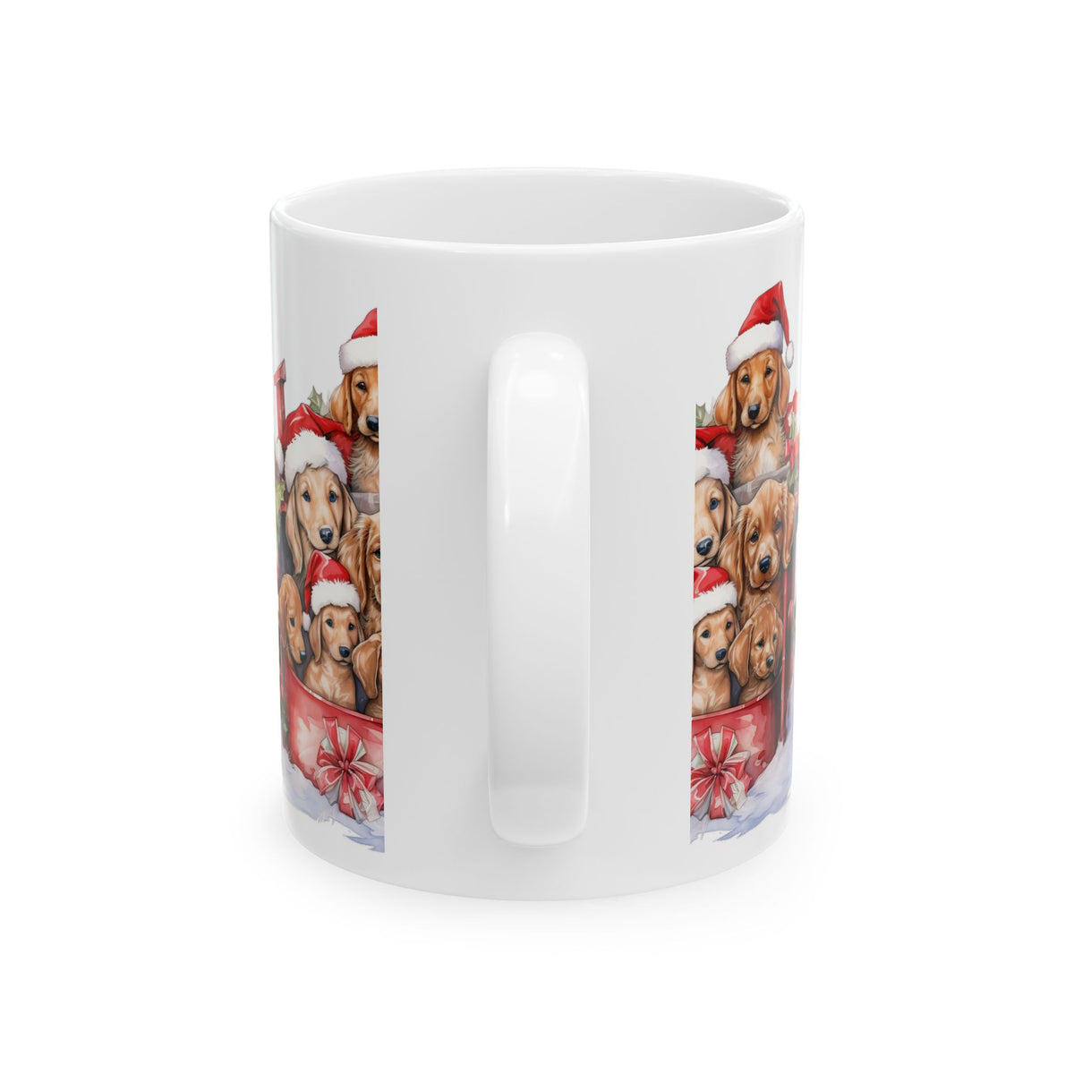 Christmas Puppy Mug – Festive Labrador Puppies in Santa Hats 11oz   Item #197973