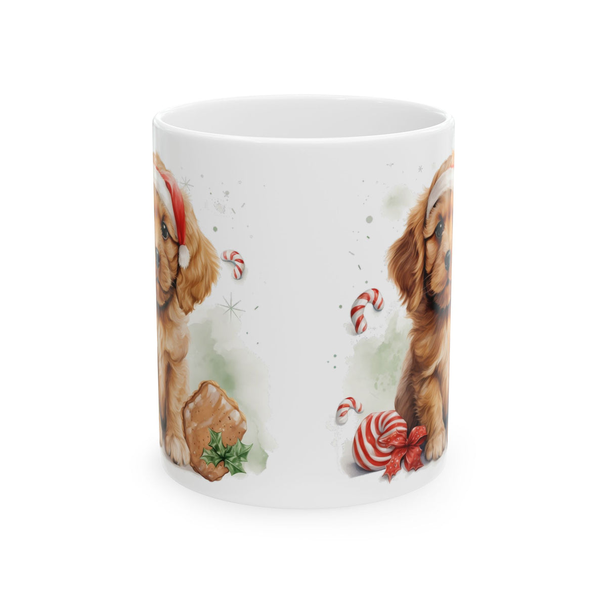 Christmas Puppy Candy Cane Ceramic Mug 11oz  Item #31337