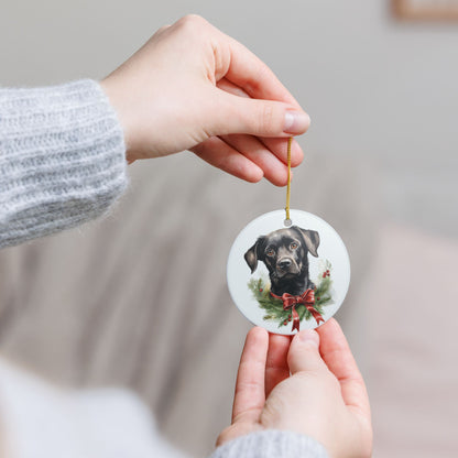 Black Labrador Christmas Ceramic Ornament     Item #222649