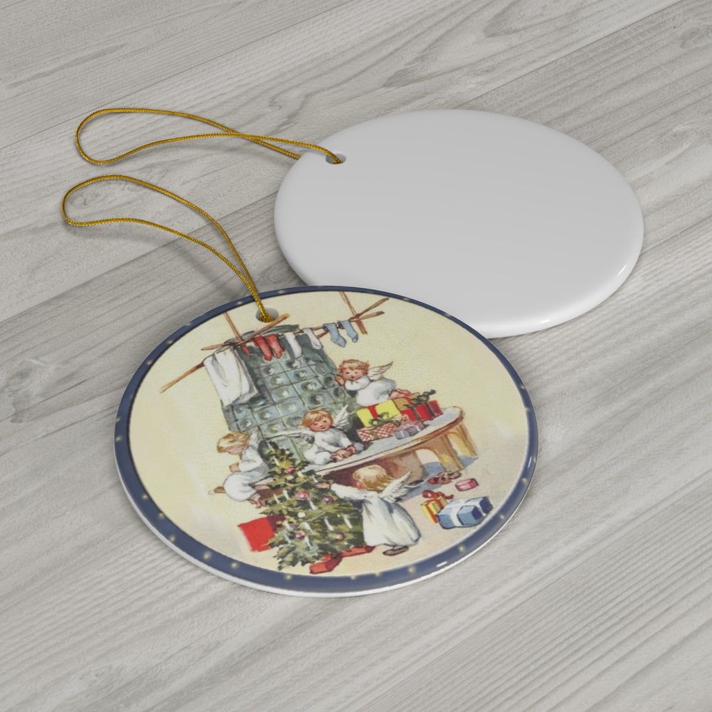 Christmas Scene Ceramic Disc Ornament           Item #681868 - Buckshot's Bargain Barn