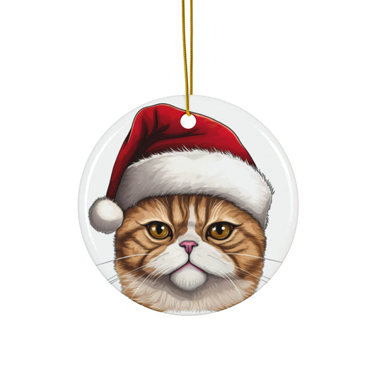 Exotic Shorthair Cat With Santa Hat Ceramic Ornament      Item #5616173