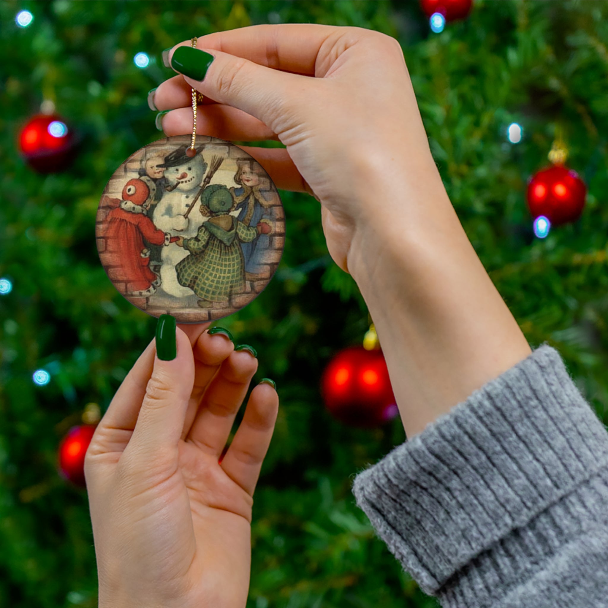 Snowman Ceramic Disc Ornament        Item #6359871 - Buckshot's Bargain Barn