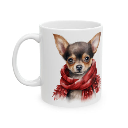 Festive Christmas Dog With Scarf Ceramic Mug 11oz   Item #214993