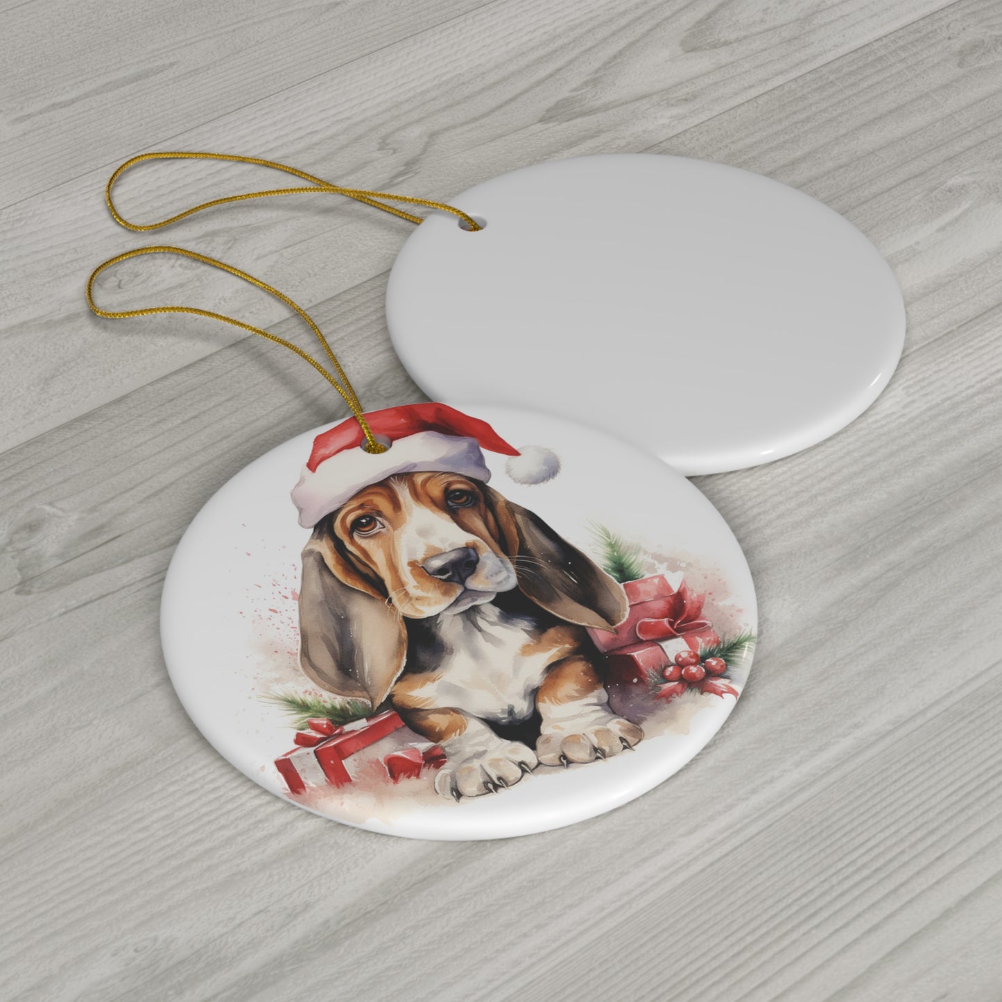 Ceramic Ornament - Christmas Basset Hound Dog      Item #8587136