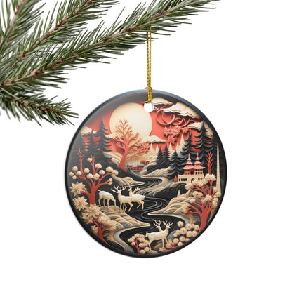 Rustic Woodland Deer Ceramic Christmas Ornament    Item #605811