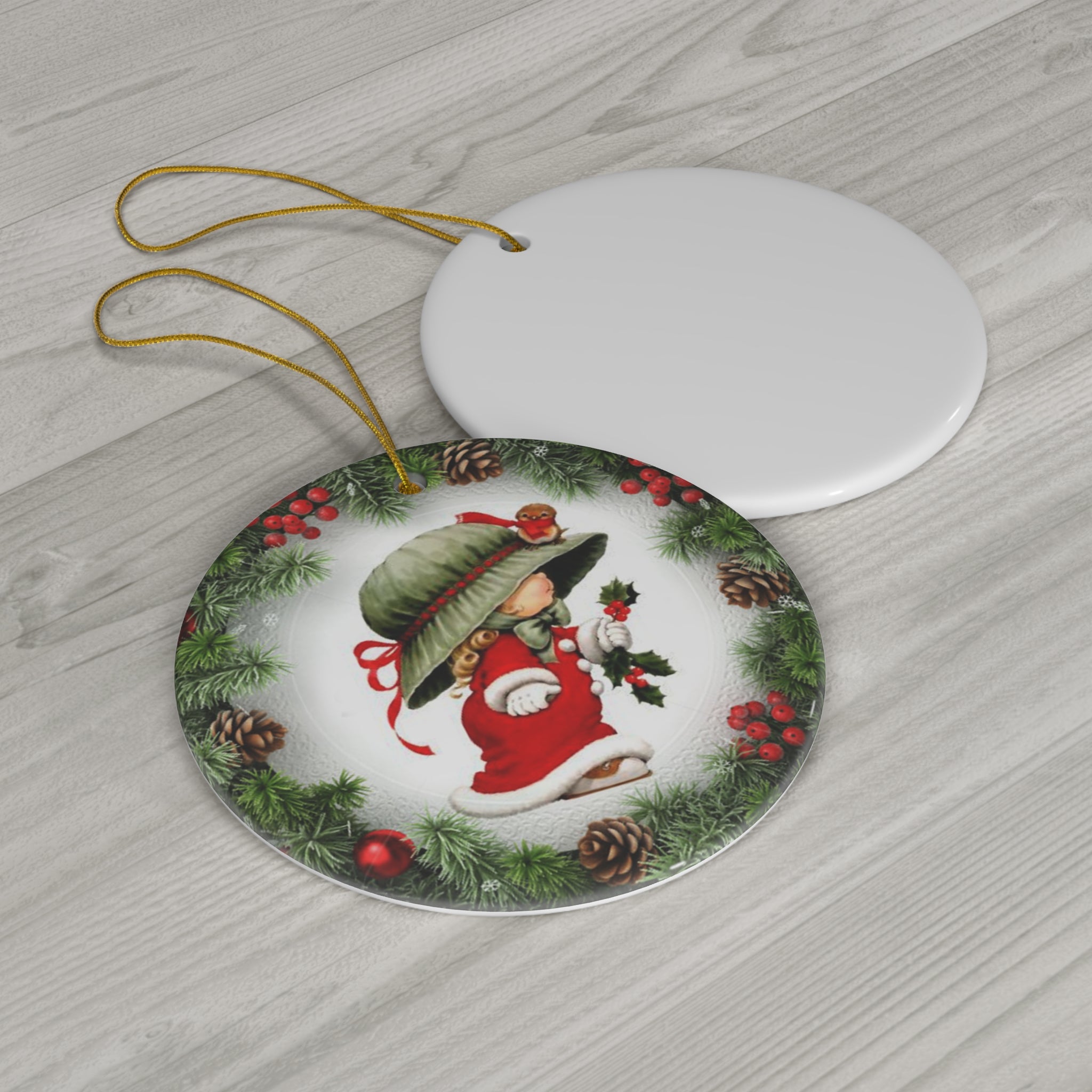 Xmas Kid Ceramic Disc Ornament       Item #8584786 - Buckshot's Bargain Barn