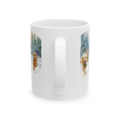 Ceramic Mug with Playful Dogs in a Winter Wonderland 11oz  Item #783667