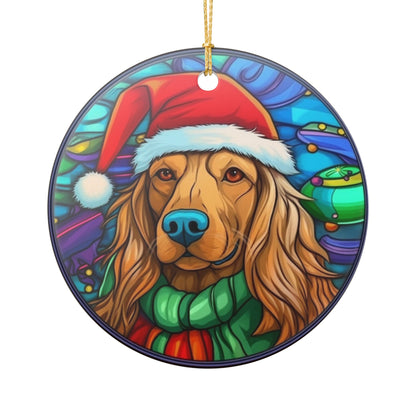 Christmas Golden Retriever Ceramic Ornament    Item #21977