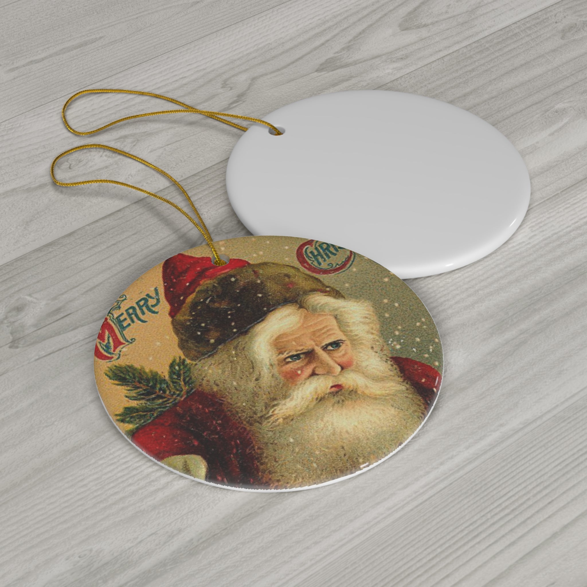 Santa Ceramic Disc Ornament            Item #7728015