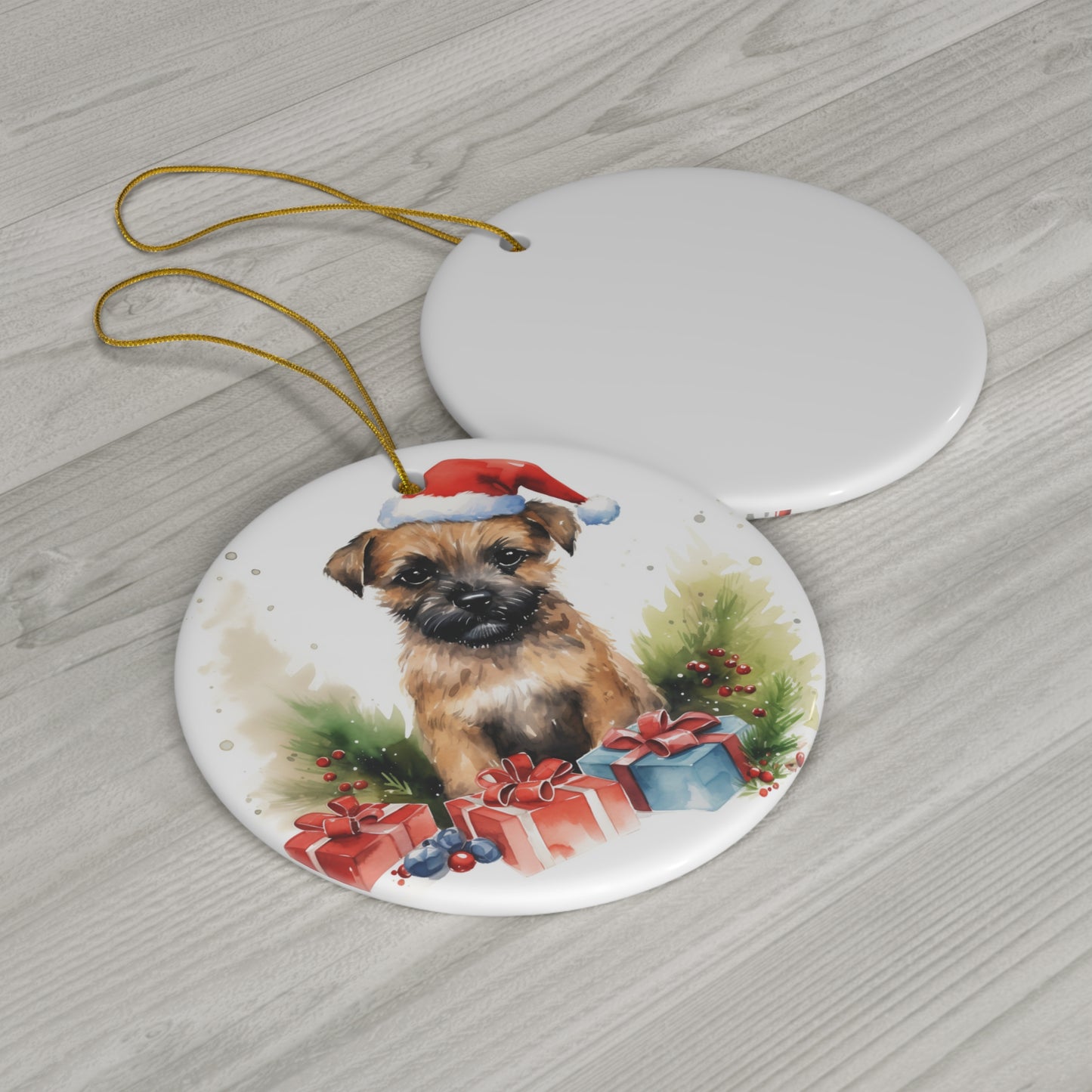 Ceramic Ornament - Border Terrier Christmas     Item #7350601