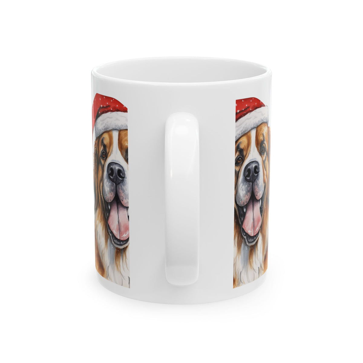 St. Bernard Christmas Mug – Cute Dog with Santa Hat Ceramic Coffee Cup 11oz    Item #44664