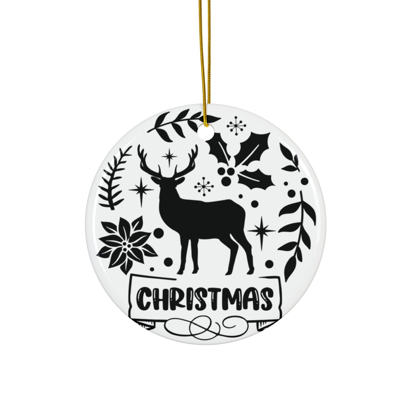 Christmas Reindeer Ceramic Disc Ornament        Item #633822