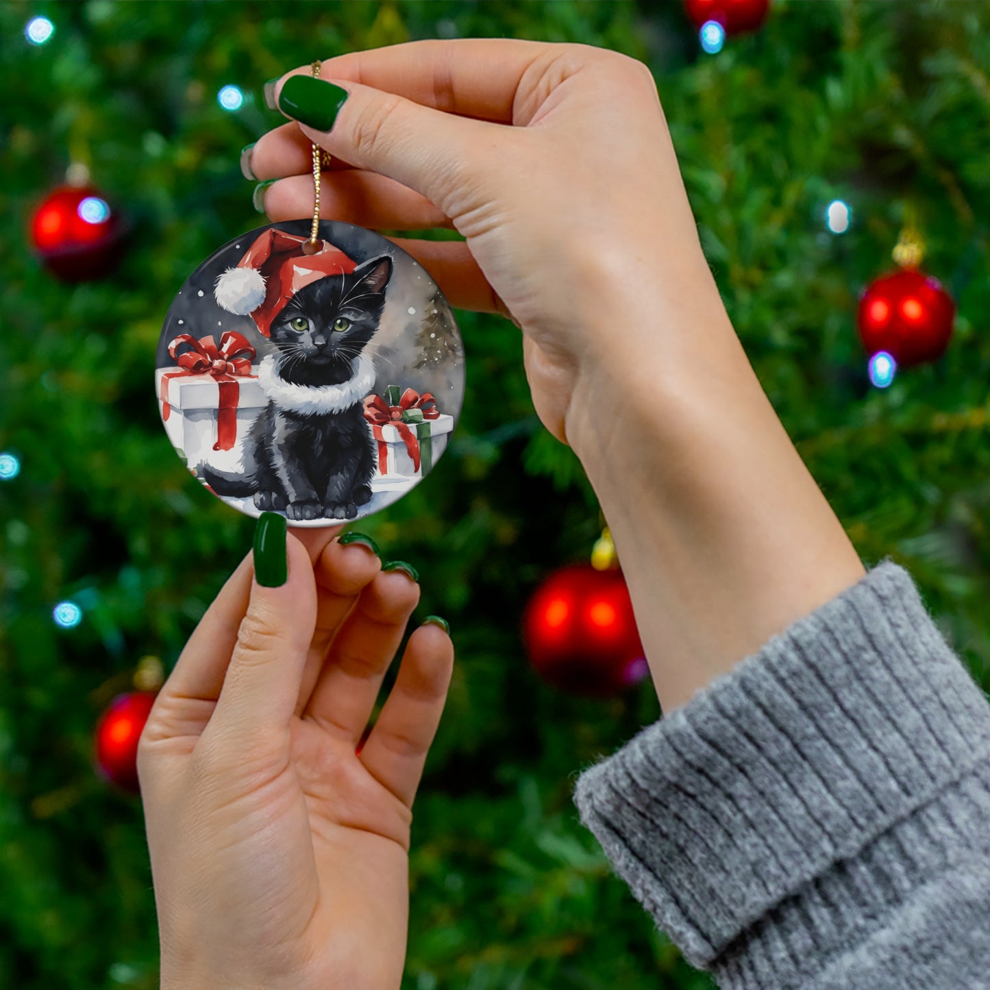 Ceramic Ornament - Christmas Cat     Item #9486366