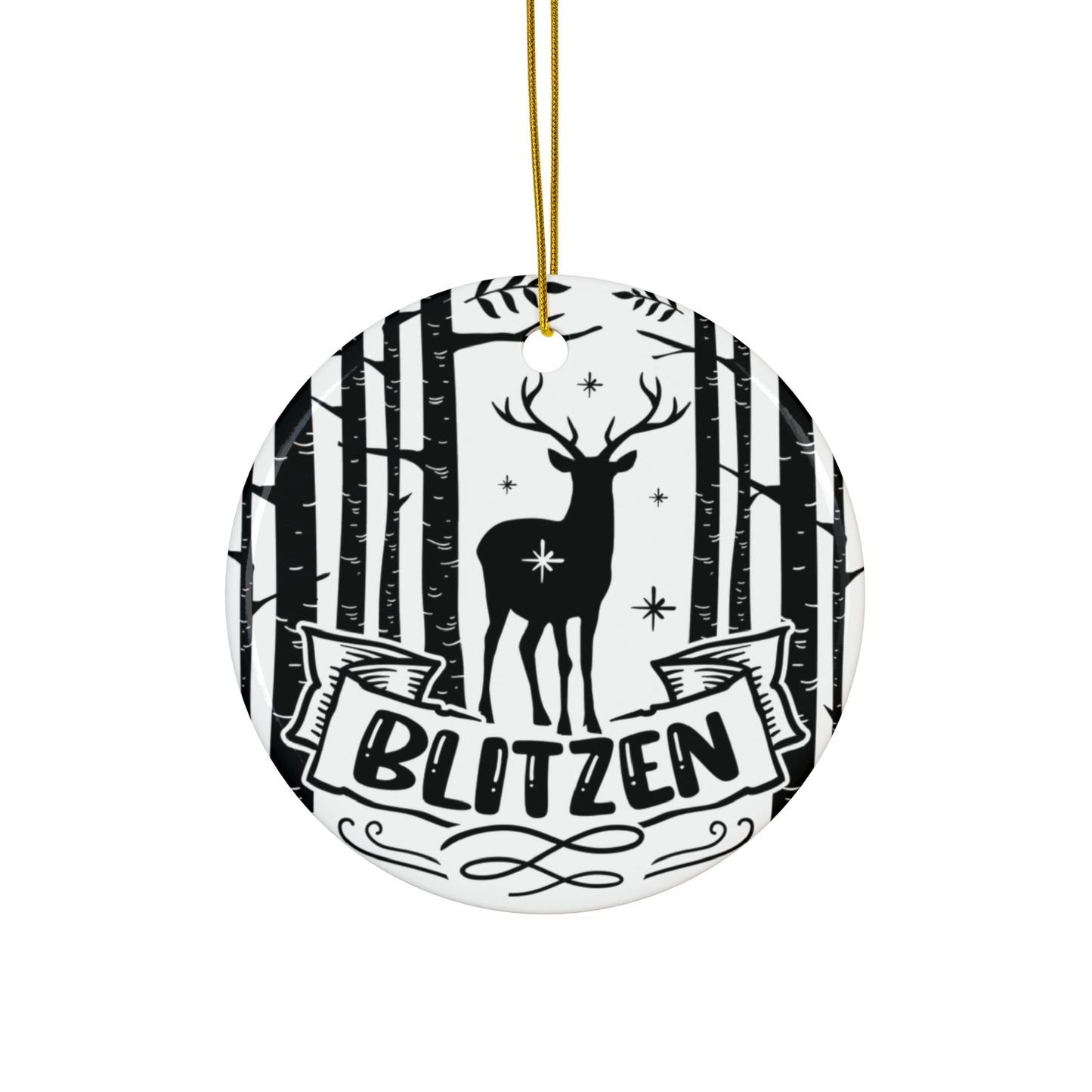 Blitzen Ceramic Disc Ornament          Item #9581633