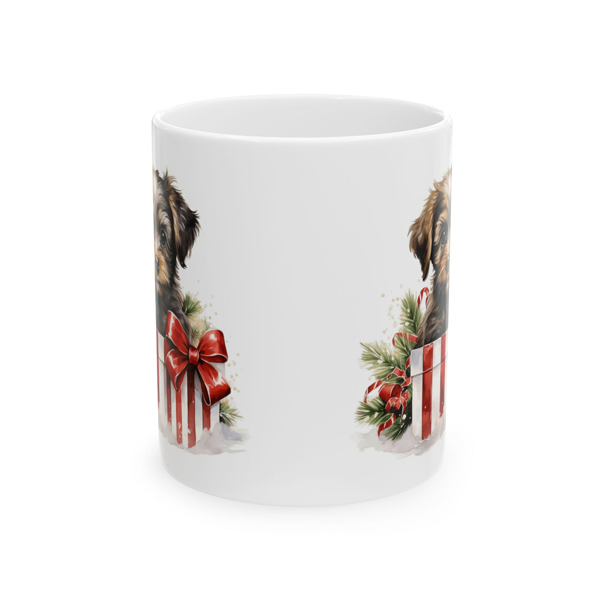 Christmas Dog with Presents and Festive Greenery Christmas Mug 11oz   Item #408637