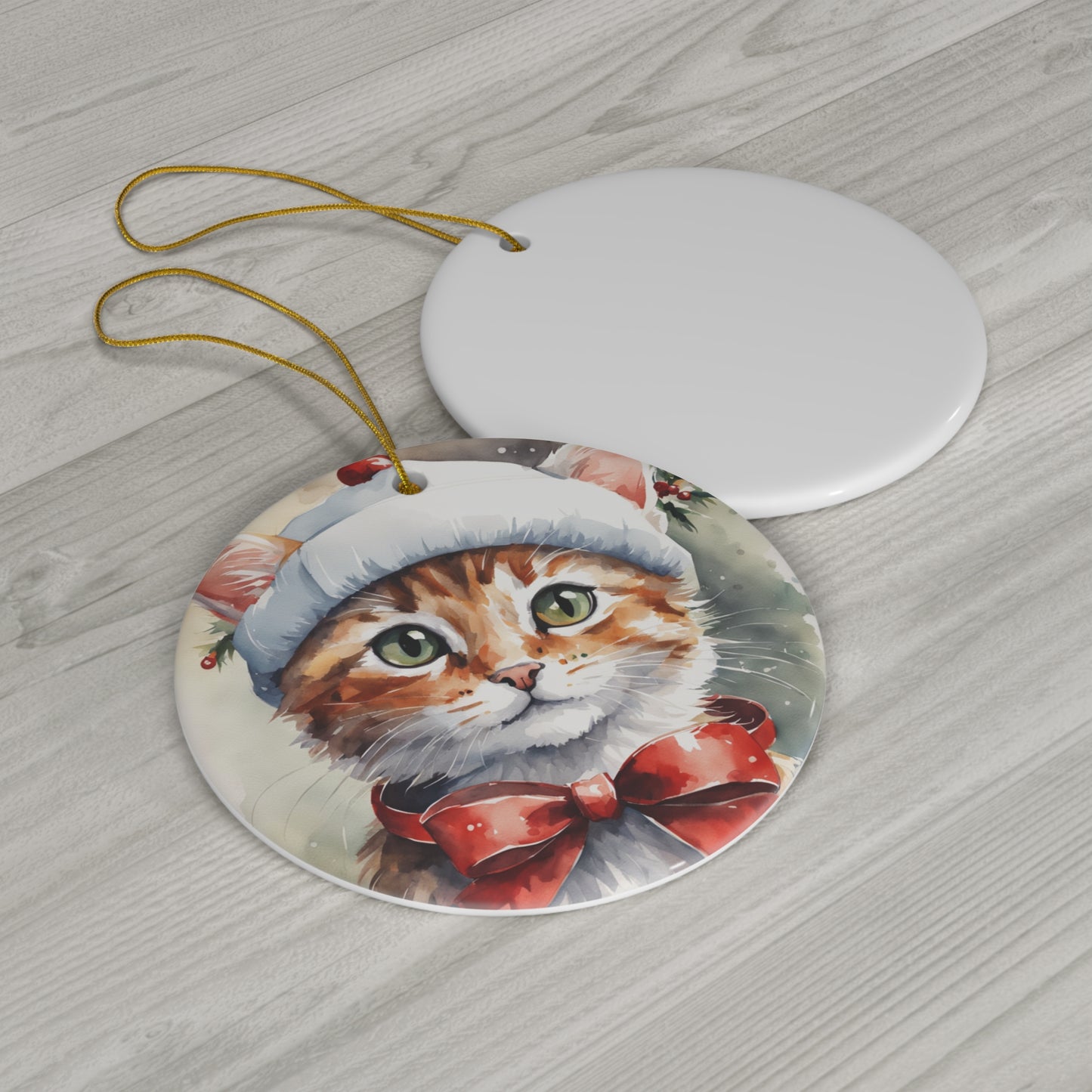 Ceramic Ornament - Christmas Cat     Item #276529