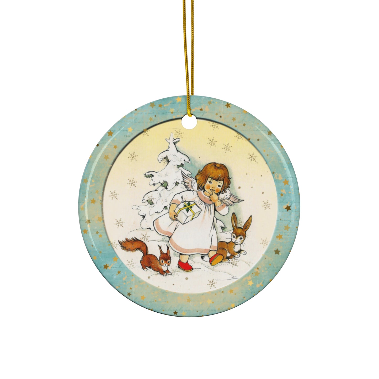 Christmas Scene Ceramic Disc Ornament        Item #4421502