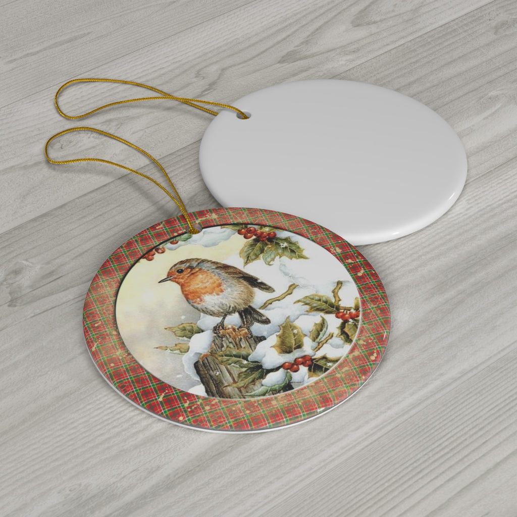 Winter Birds Ceramic Disc Ornament          Item #5930138