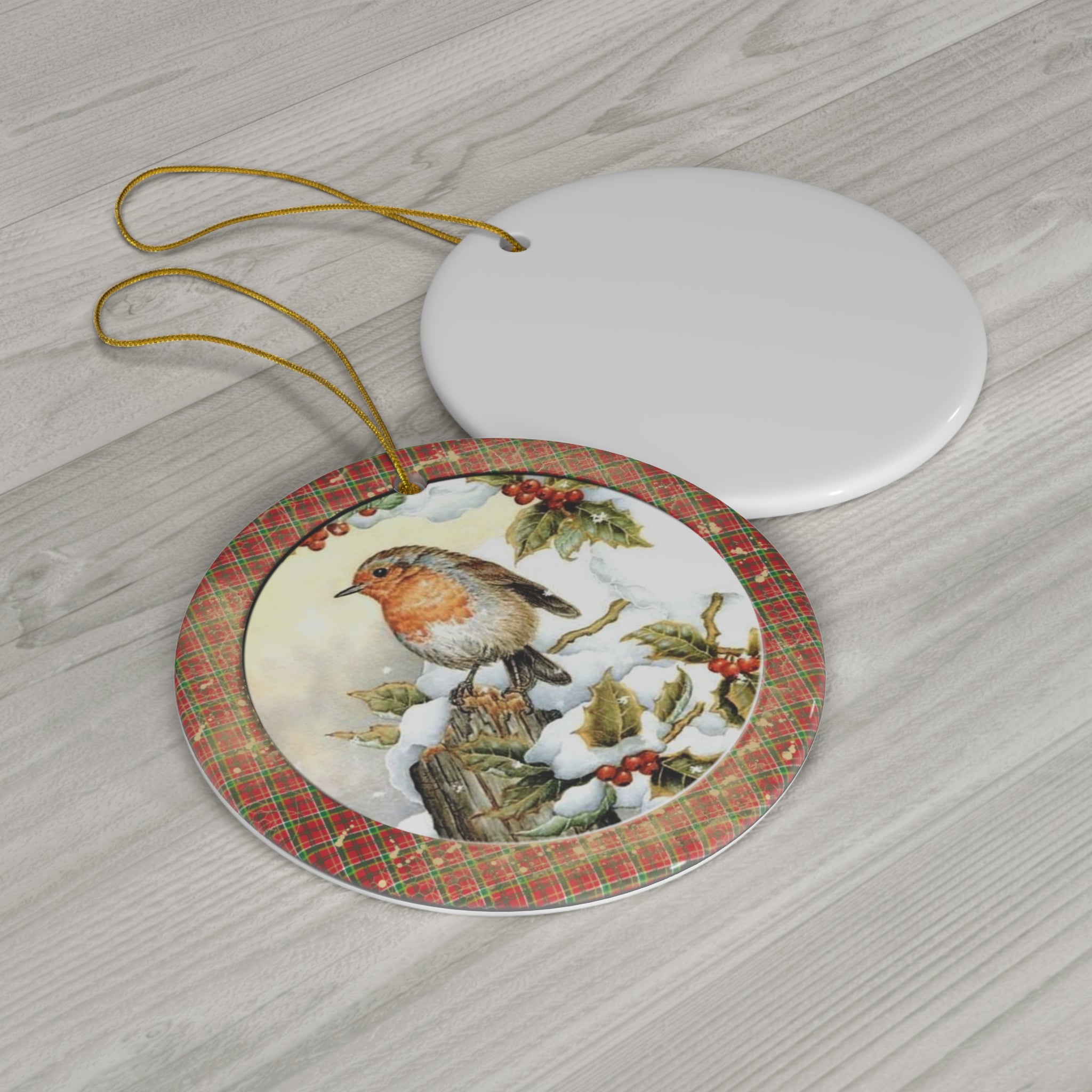 Winter Birds Ceramic Disc Ornament          Item #5930138