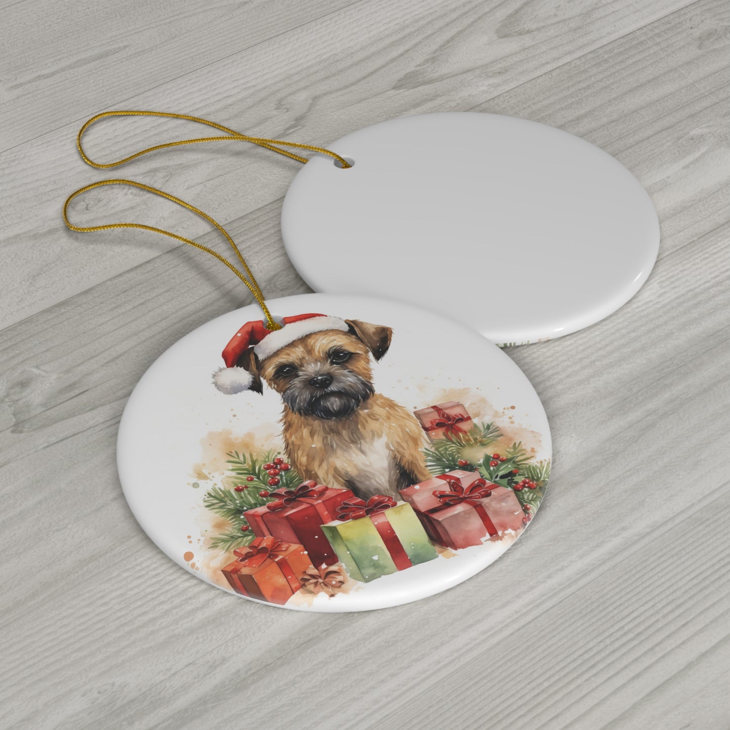 Ceramic Ornament - Border Terrier Christmas     Item #3764031