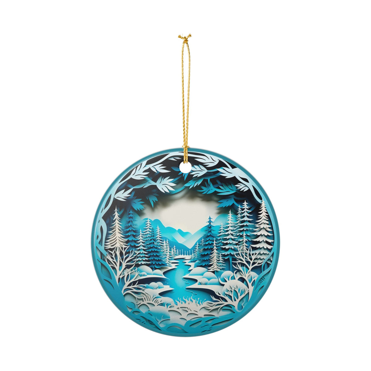 Ceramic Winter Wonderland Forest Ornament   Item #738332