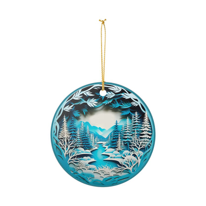 Ceramic Winter Wonderland Forest Ornament   Item #738332