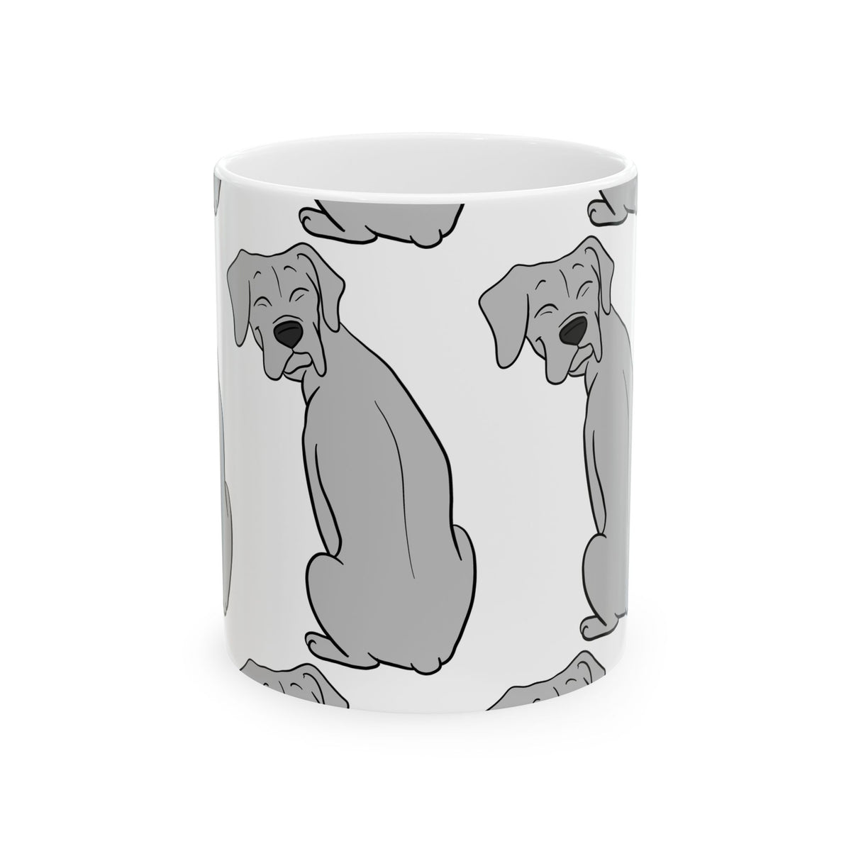 Grey Lab Dog Pattern Ceramic Mug — Cute Labrador Coffee Cup 11oz   Item #542949