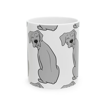 Grey Lab Dog Pattern Ceramic Mug — Cute Labrador Coffee Cup 11oz   Item #542949